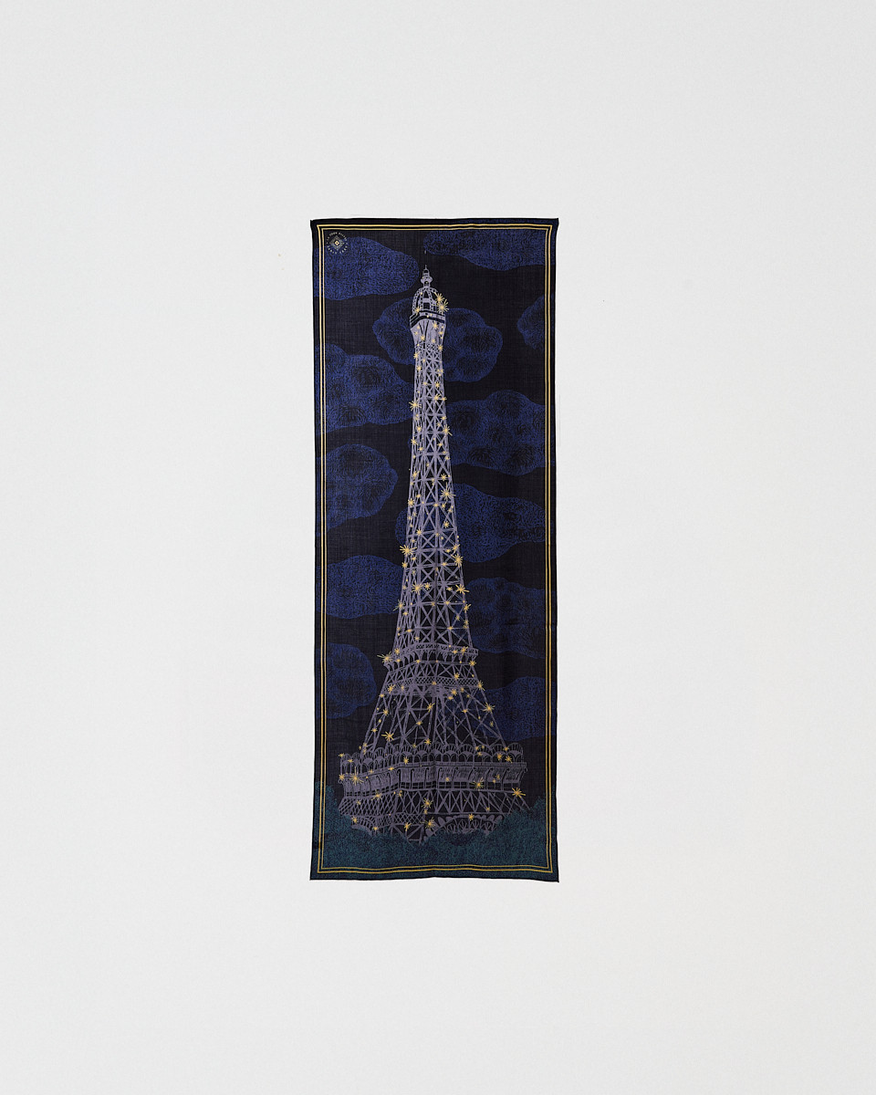 67x180cm Night Wool & Silk Stole - Eiffel Tower Shop