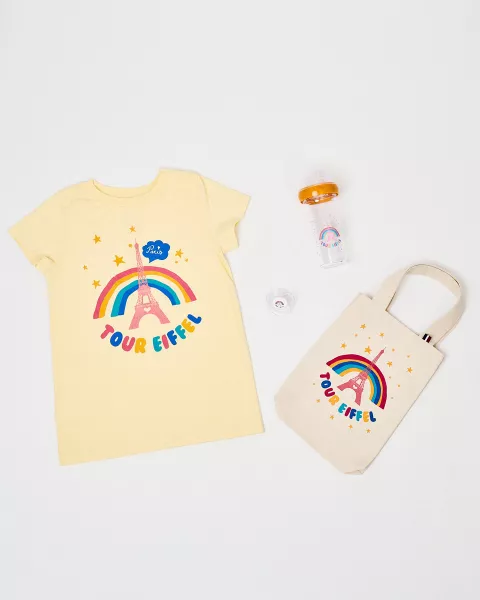 Camiseta infantil Arco íris con la Torre Eiffel