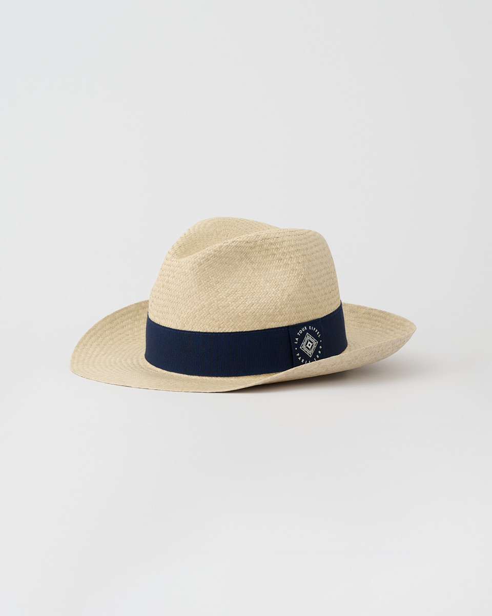 Beige and Blue Straw Hat – Eiffel Tower Shop